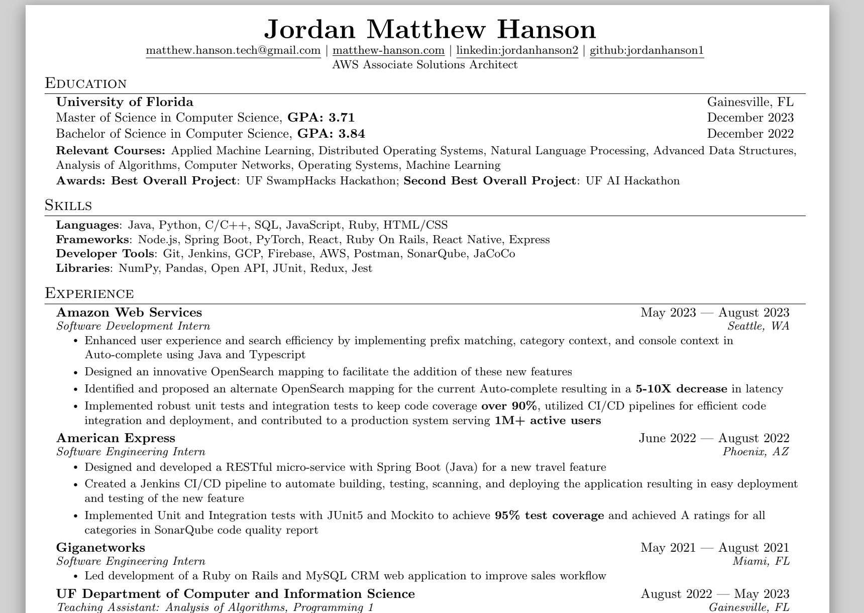 Matthew's Resume